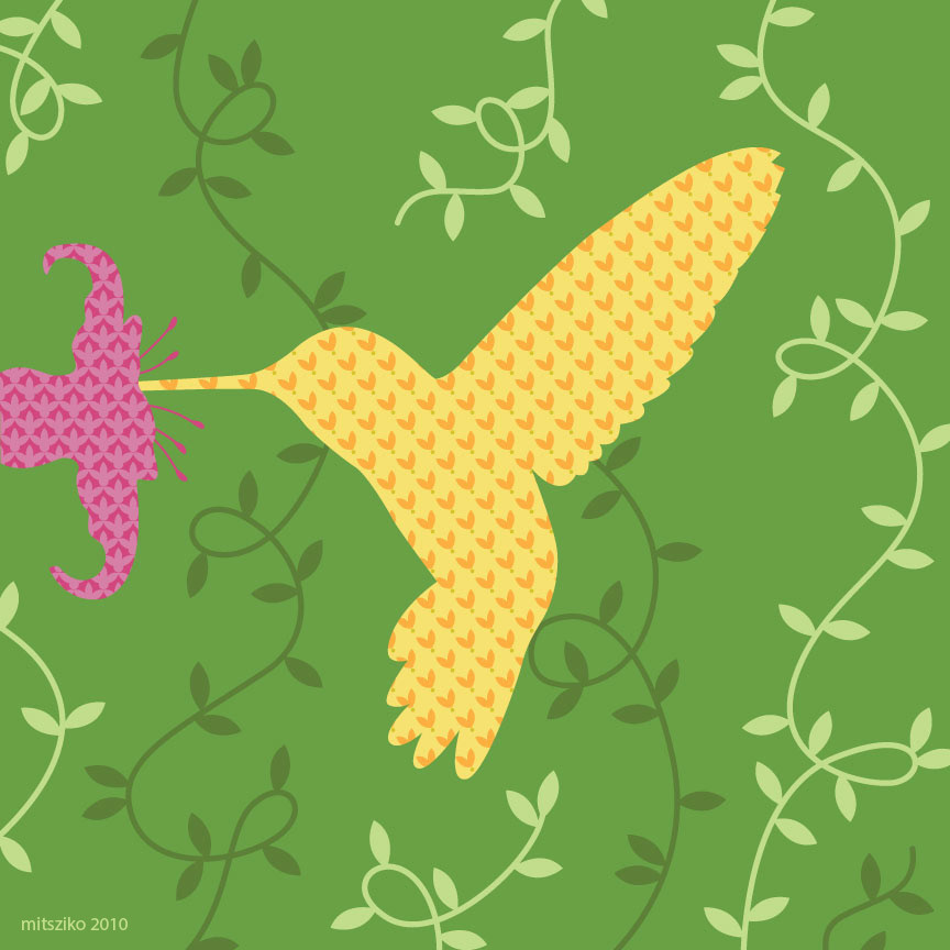 Patterned Hummingbird - Adobe Illustrator