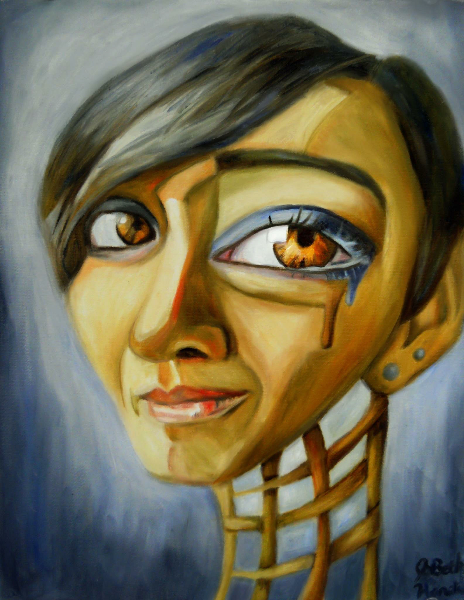Digitally altered oil painting