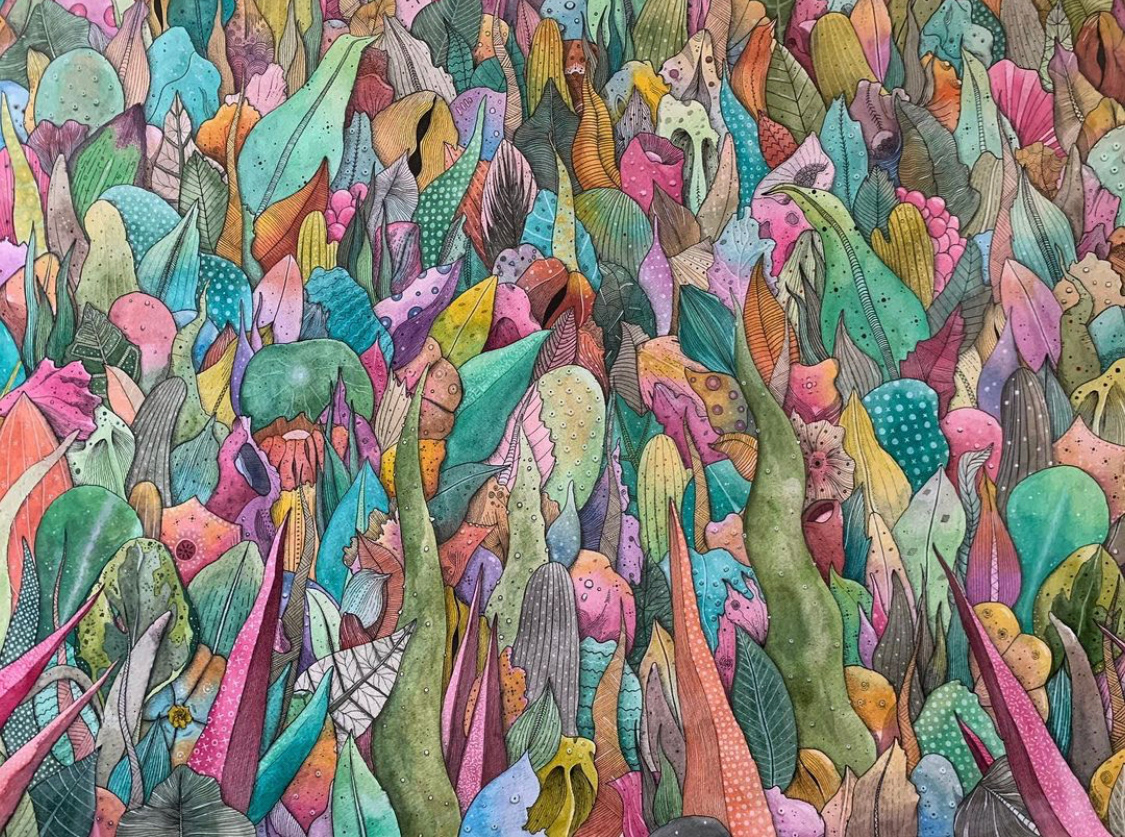 "Wild Delights" 30 x 41 inches, Watercolor and Ink