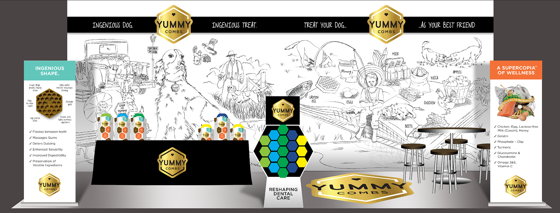 Original Concept created for Pet's Best Life (Global Pet). 10' x' 20' illustrated backdrop.