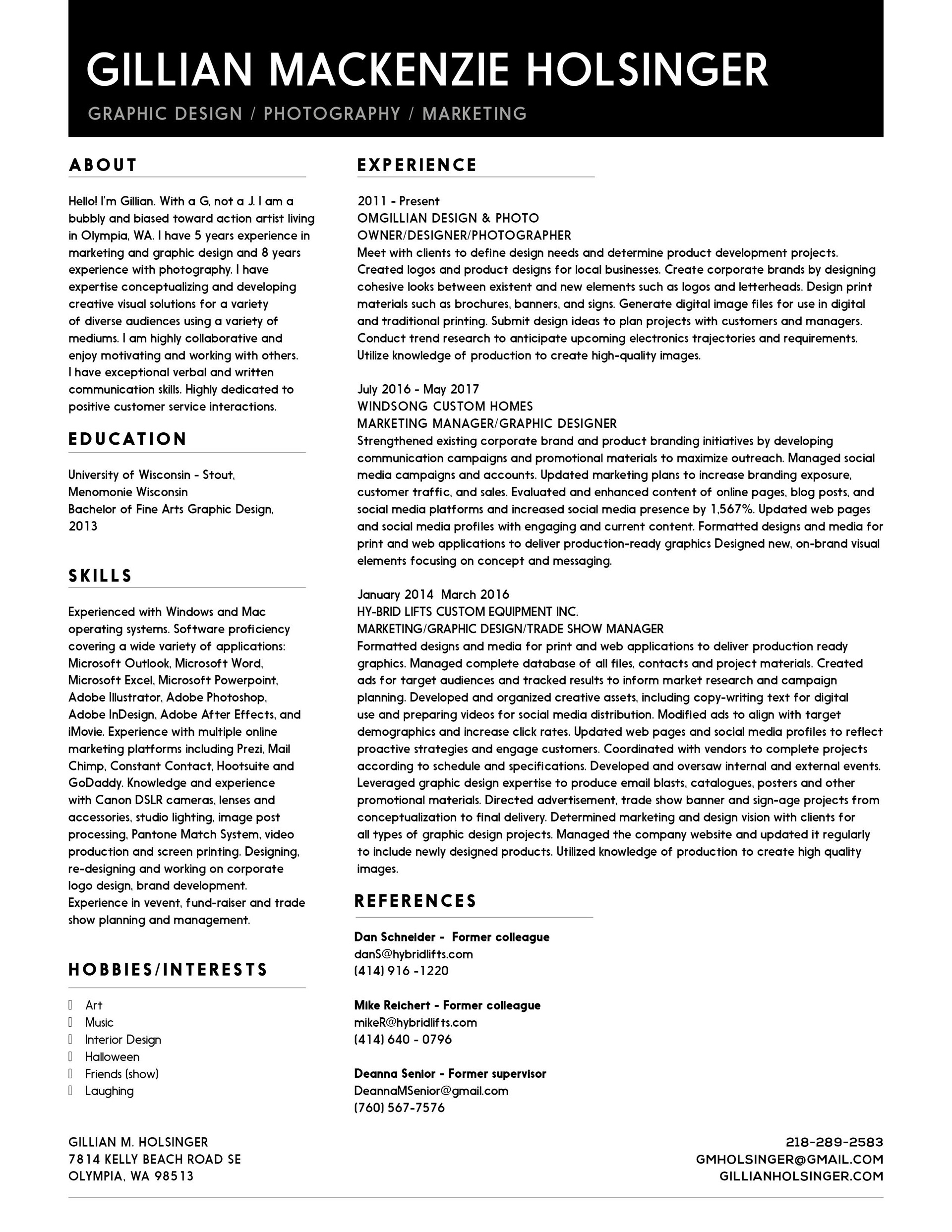 Gillian Holsinger - RESUME