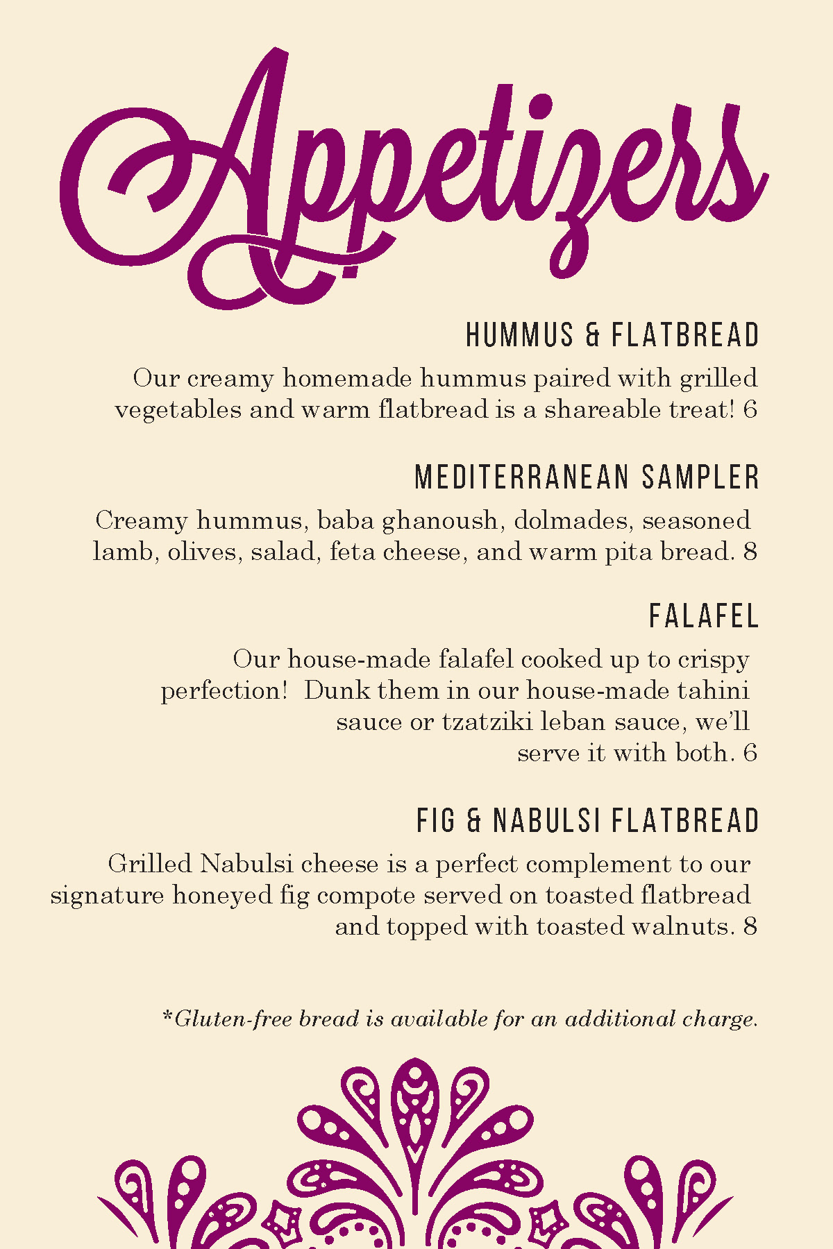 Side one of a standing table card insert