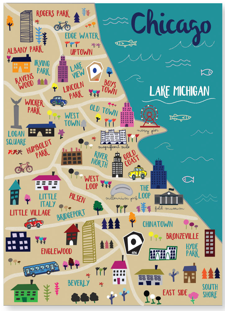 Chicago map illustration