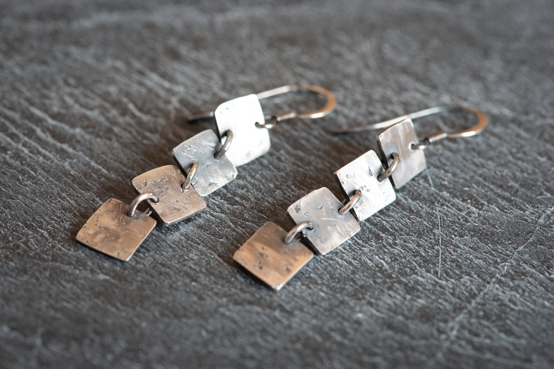 Oxidised Squares Earrings - £28