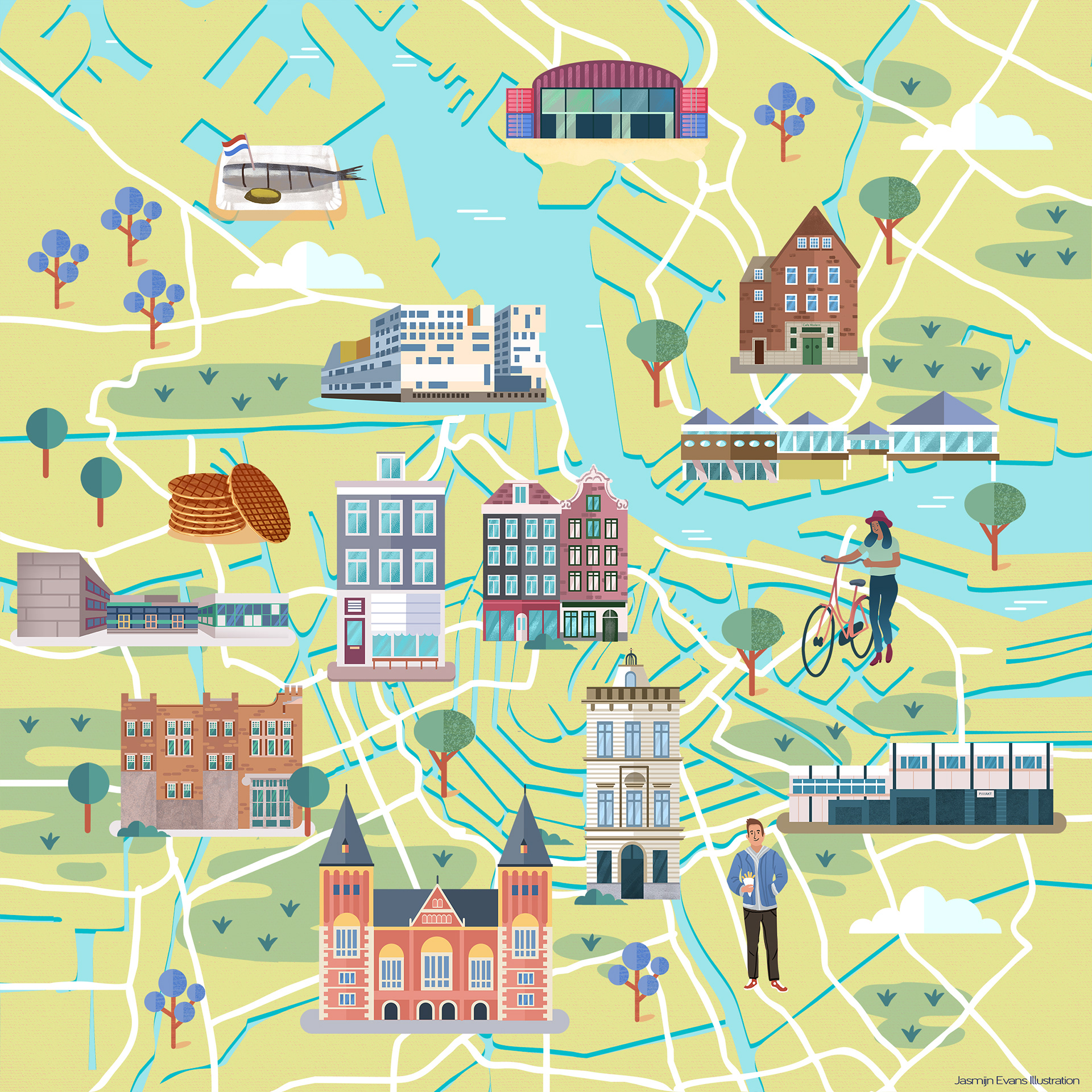 Jasmijn Evans Illustration - Illustrated maps for KLM Holland Herald ...