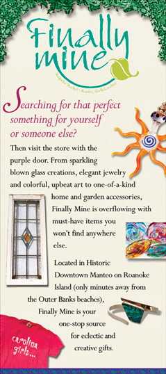 Rack card for Finally Mine boutique