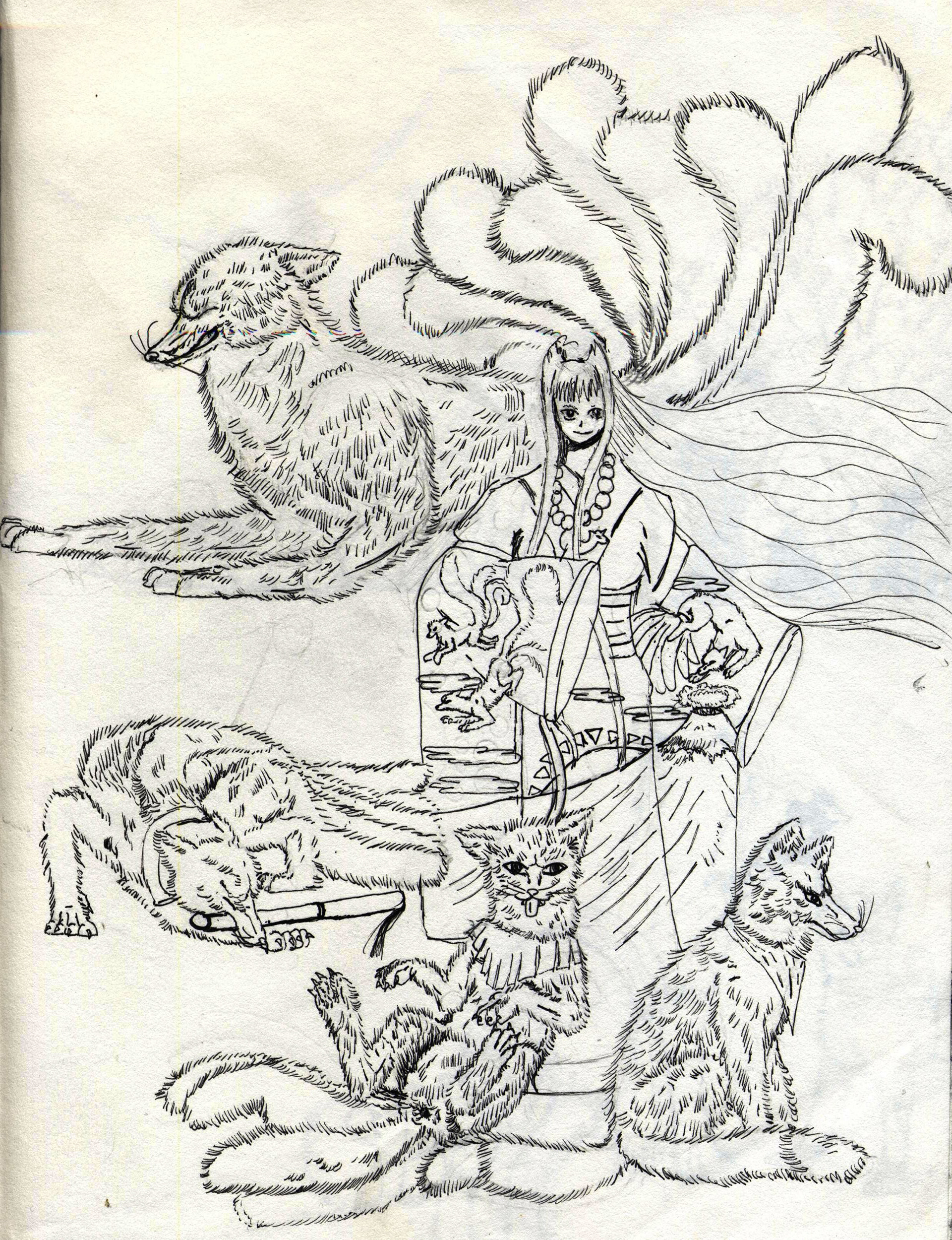 Goddess Inari and her Foxes