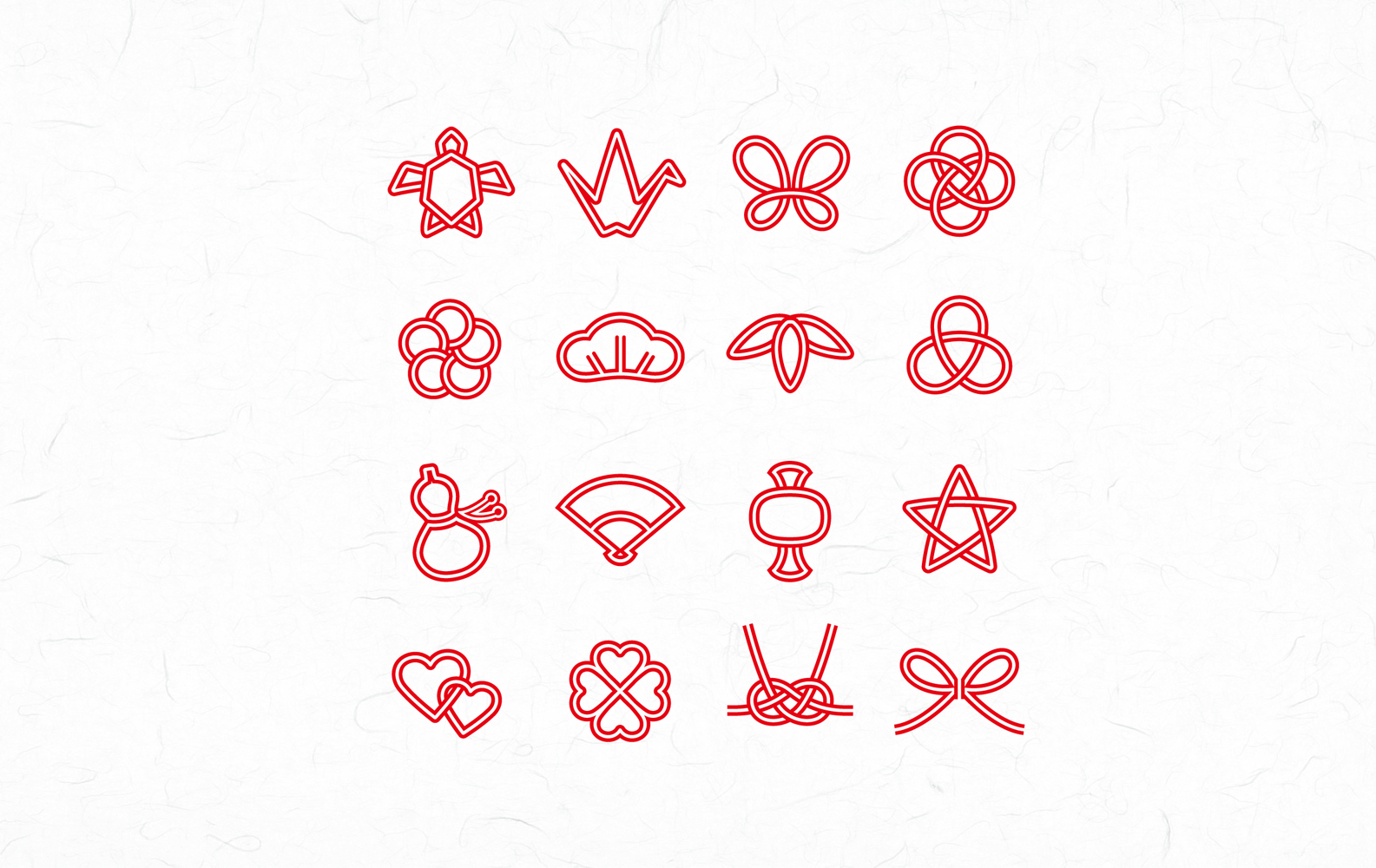 Decorative Japanese cord Icons | Lucky charm Icons | Double