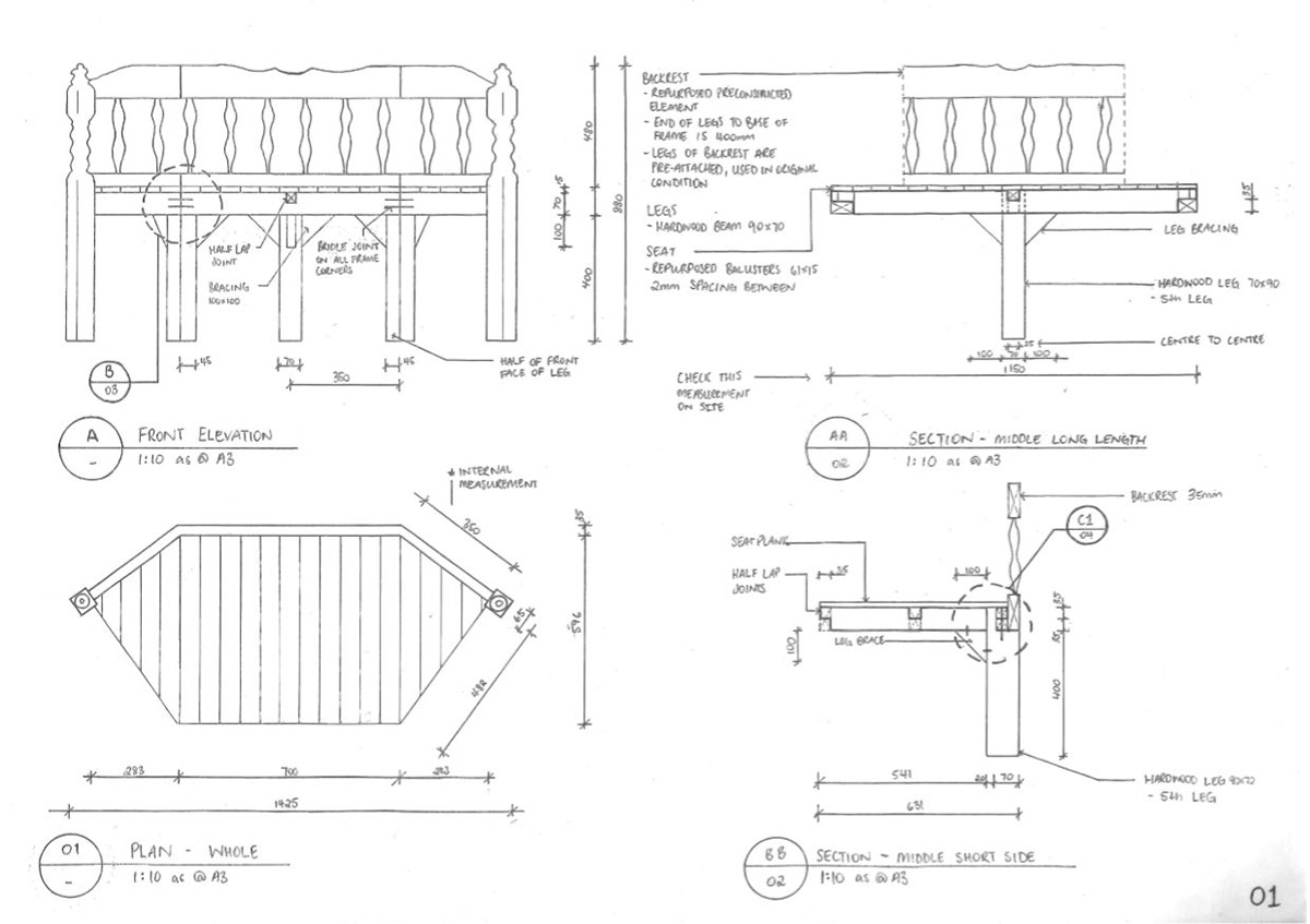 Elevations and Depiction of the Overall Chair Design