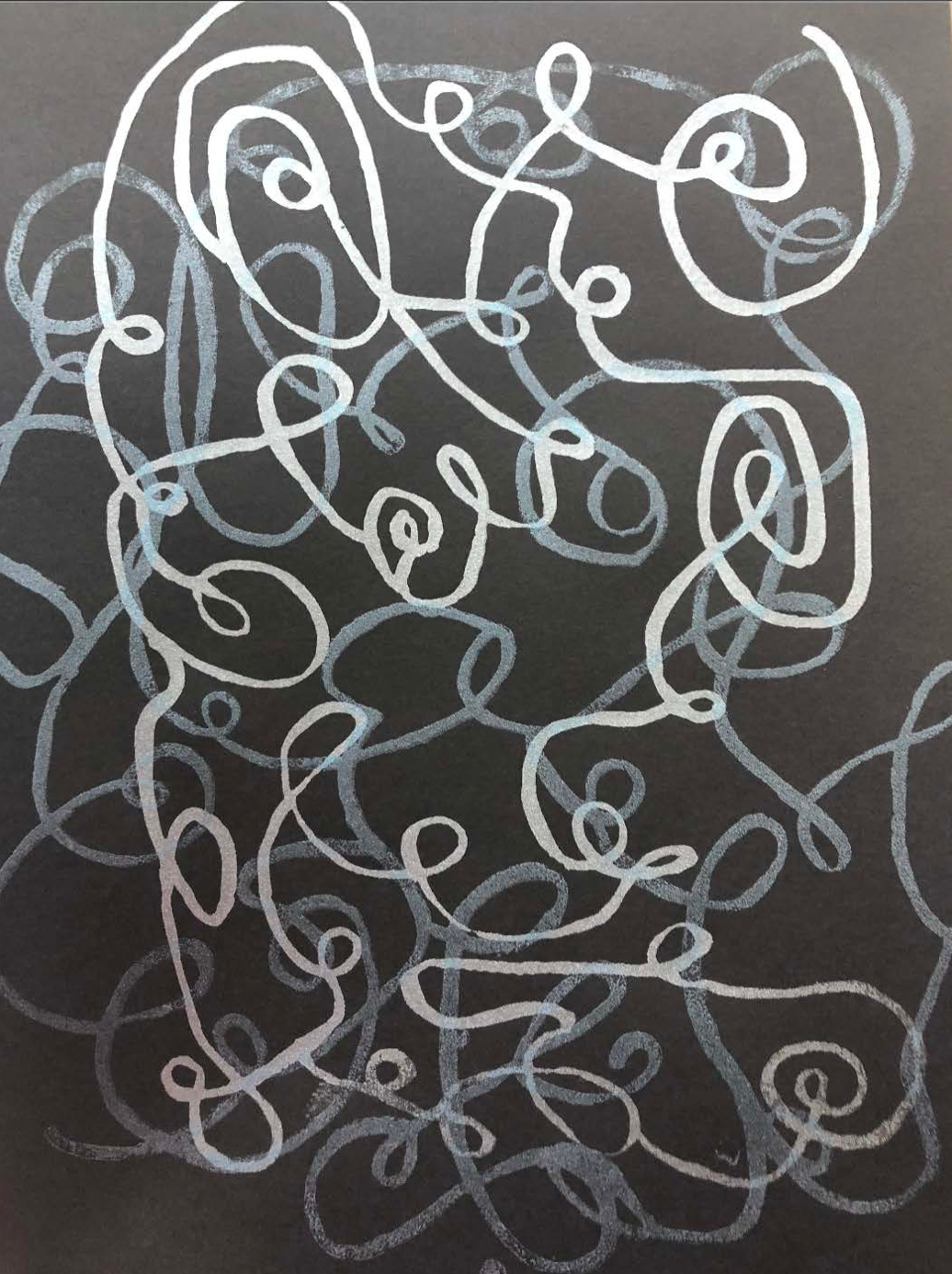 8.5 x 11 blue & silver acrylic inks