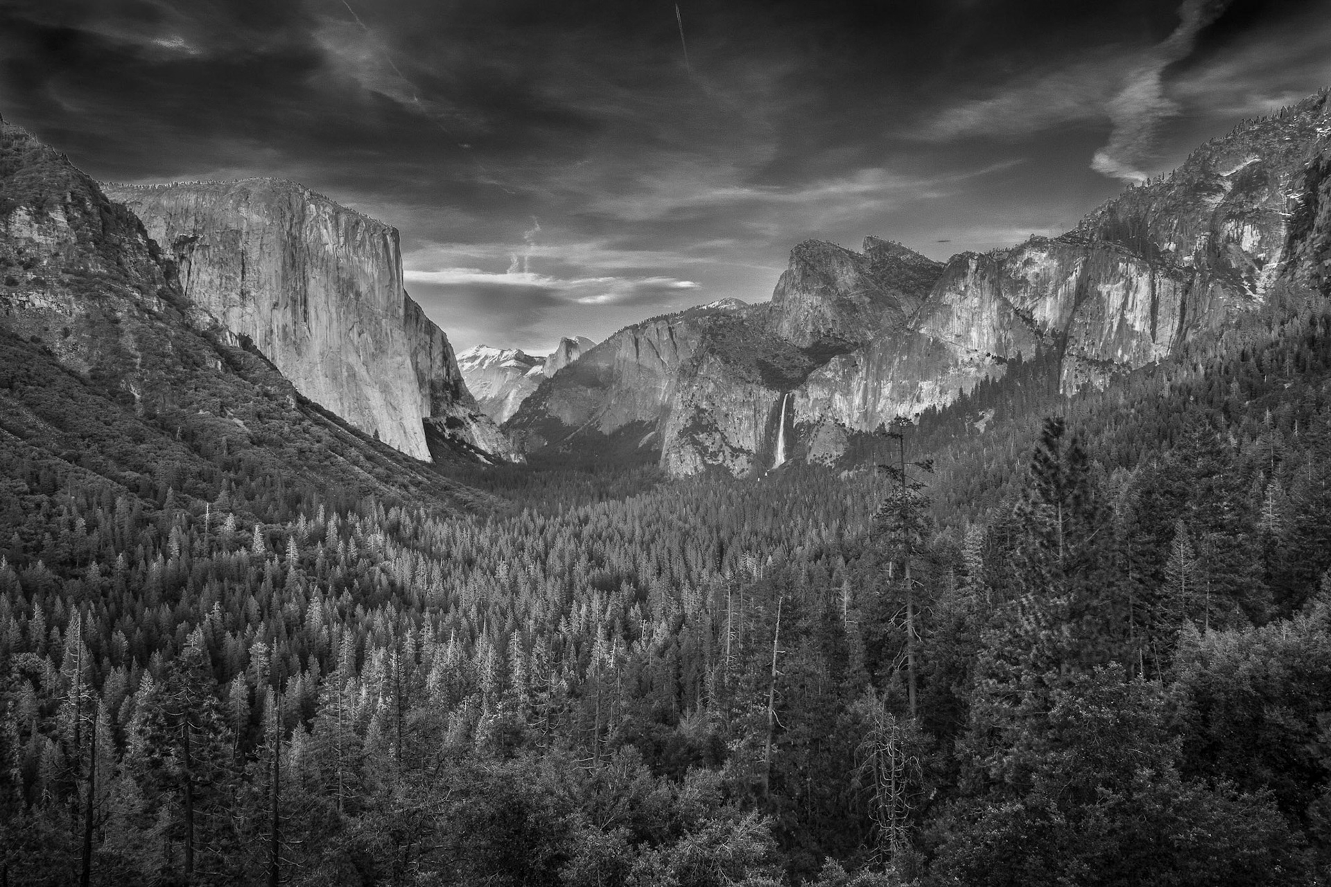 Yosemite Valley Sundown-El Capitan, Half Dome, and Bridal Veil Falls