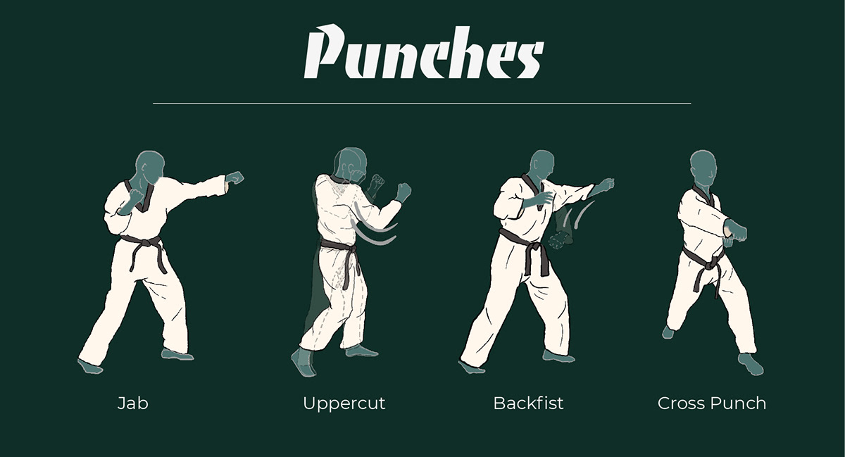 megan sandra durbin - artist & designer - Basic Taekwondo Moves Illustrated