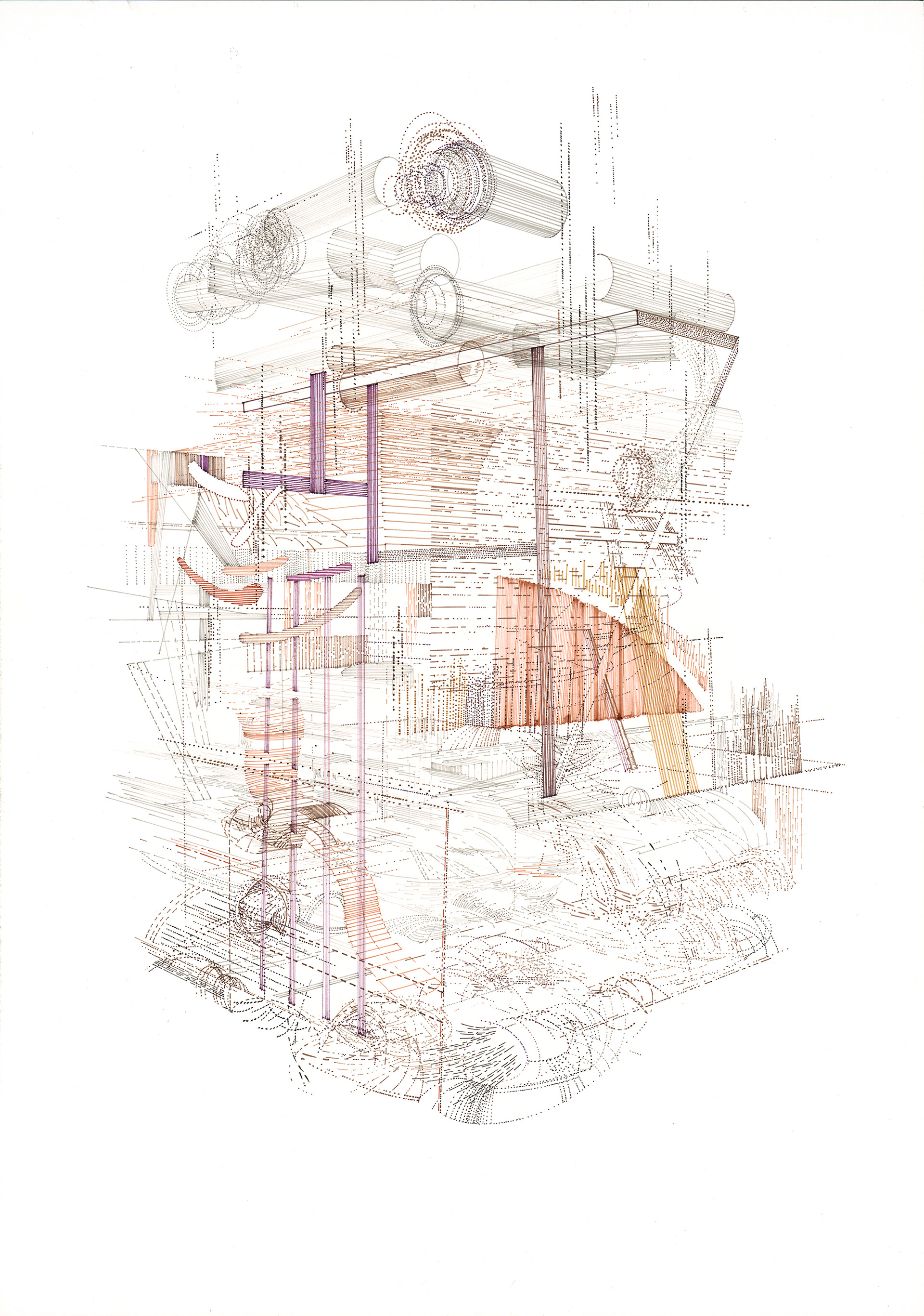Undefinierte-Konturen-2020, Tinte auf Papier, 70 x 50 cm