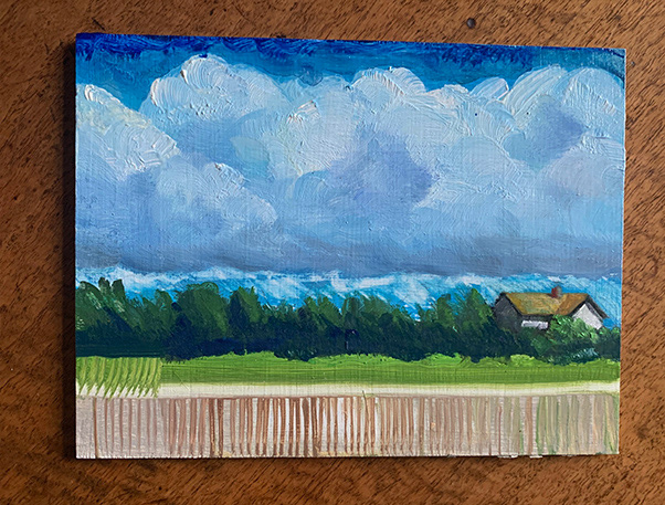 Over the Bay, Oil on Board, 6"x 8", 2021