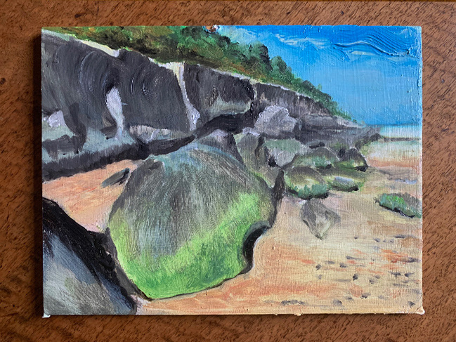 Sands Point Beach, Oil on Board, 6"x 8", 2021