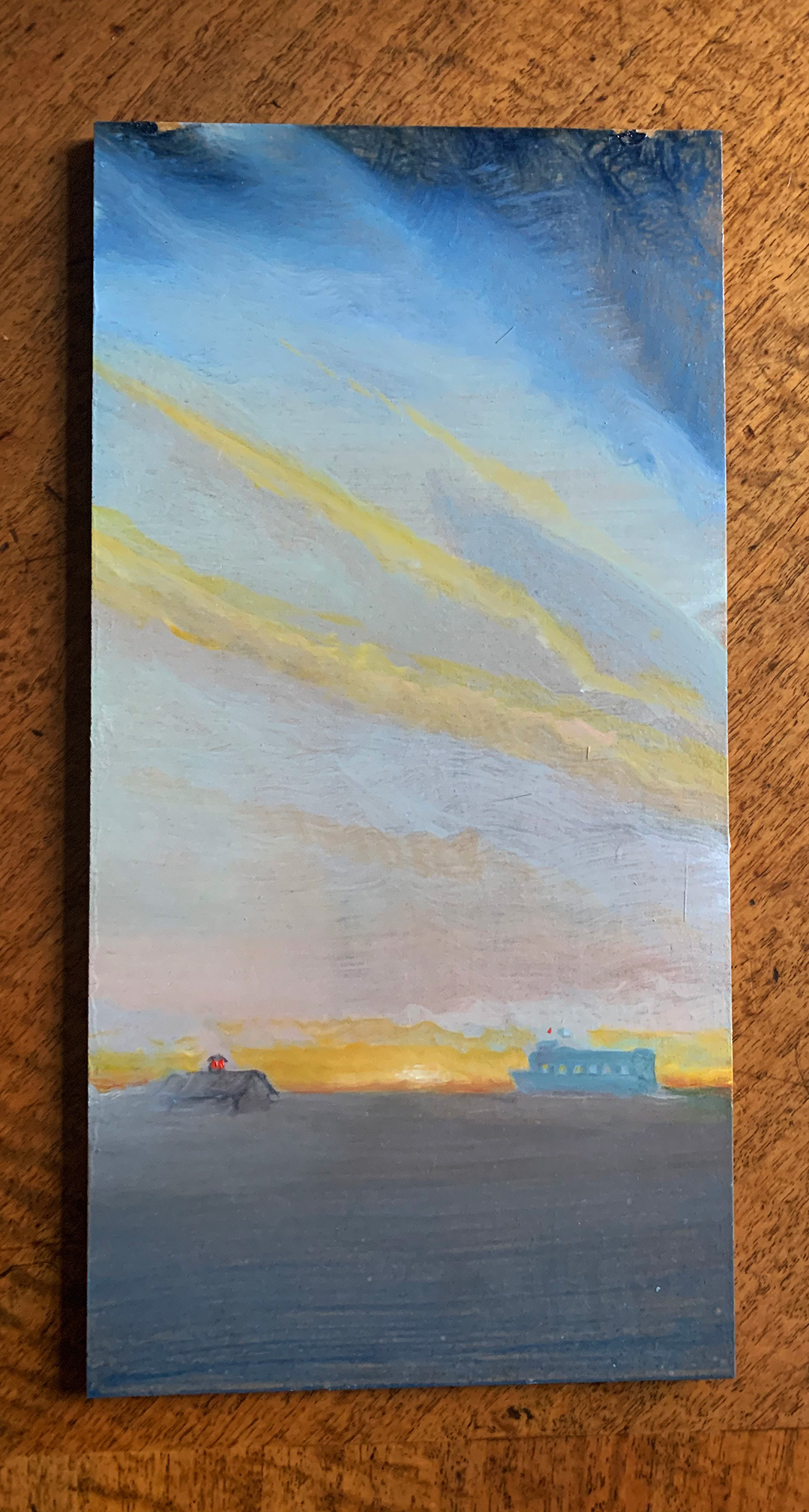 Barco de la Morti , Oil on Board, 6"x 12", 2021