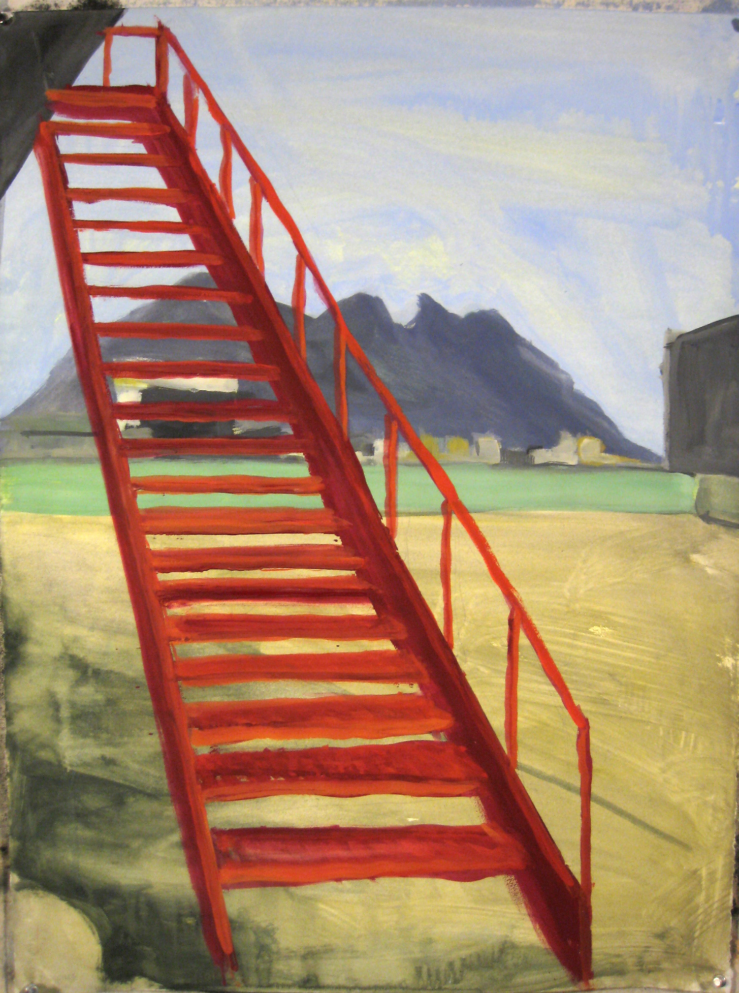 "Monterrey Stair", "Robert Wilson's Garden", Gouache on Arches Paper, 20"x 30", 2010