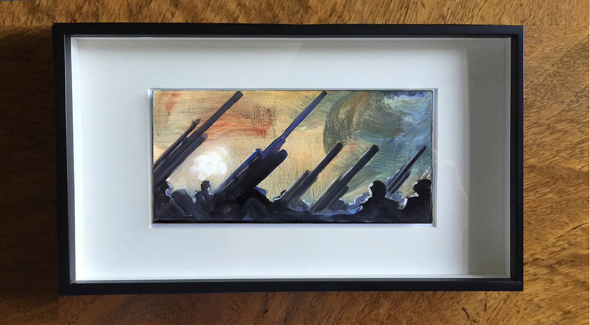 "Russian Artillery Celebration", Oil On Wood Panel, 6" x 12", 2016 