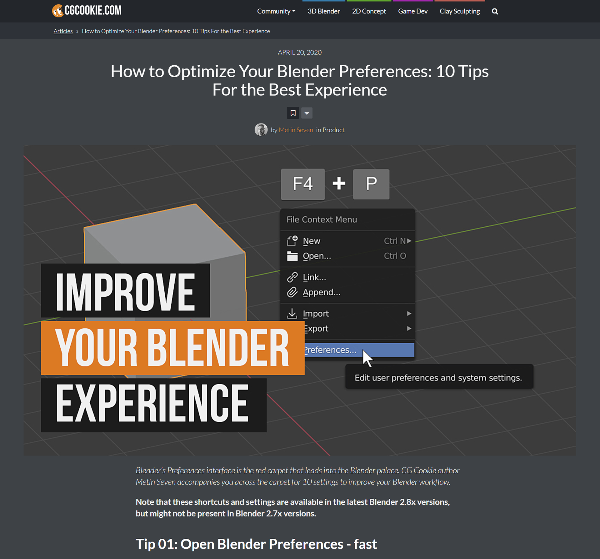 article, tips, tricks, tutorial, blender, 3d, preferences, settings, knowledge, learning, b3d