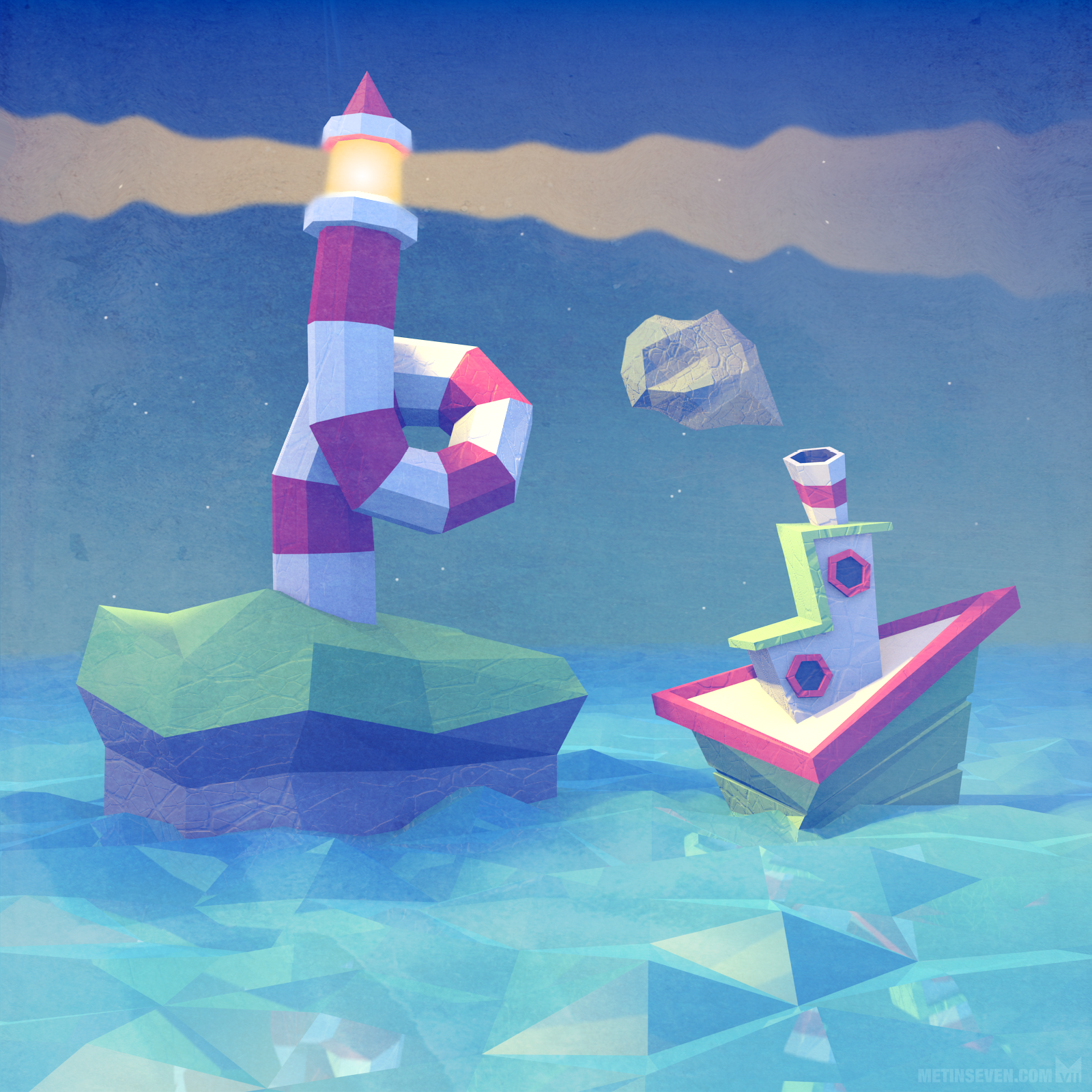 Sea dream — low-polygon artwork