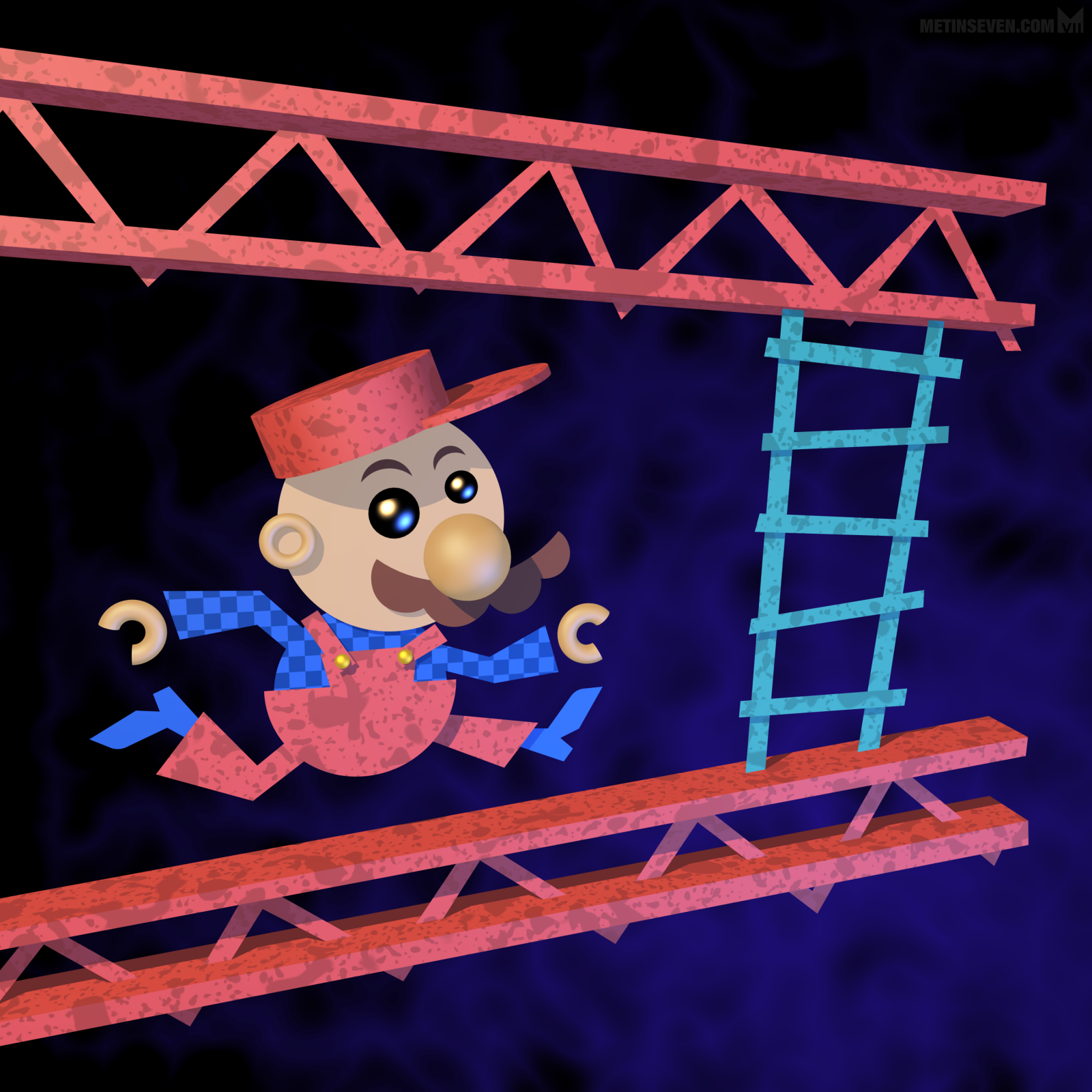 3d, artwork, illustration, illustratie, character, karakter, design, ontwerp, rendering, mario, nintendo, donkey kong, style, stijl, experimental, cutout, knipsel