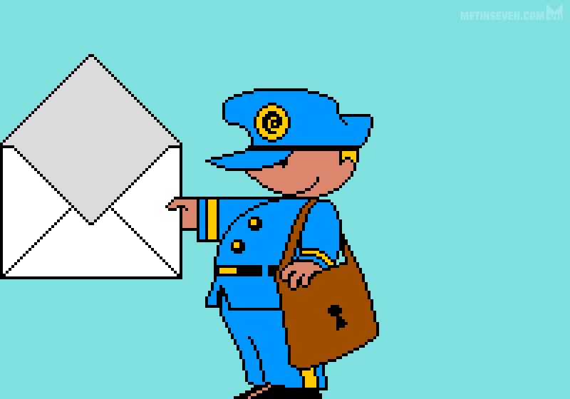 pixel art, animation, mailman, email, postbode