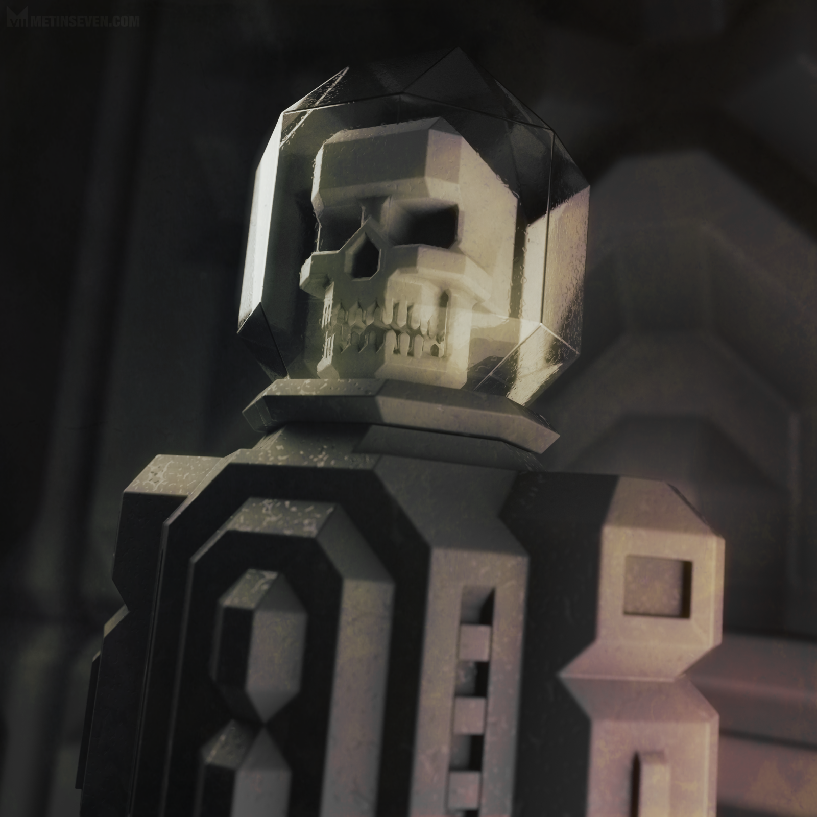 Necronaut — low-polygon 3D sci-fi horror artwork