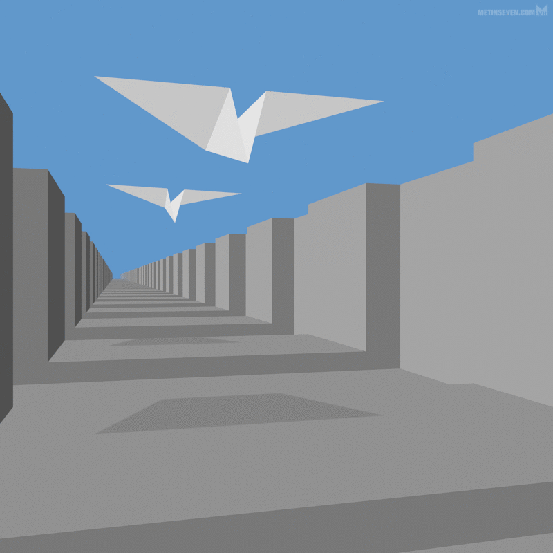 Paper airplane animation cycle • Animatie-cyclus met papieren vliegtuigjes