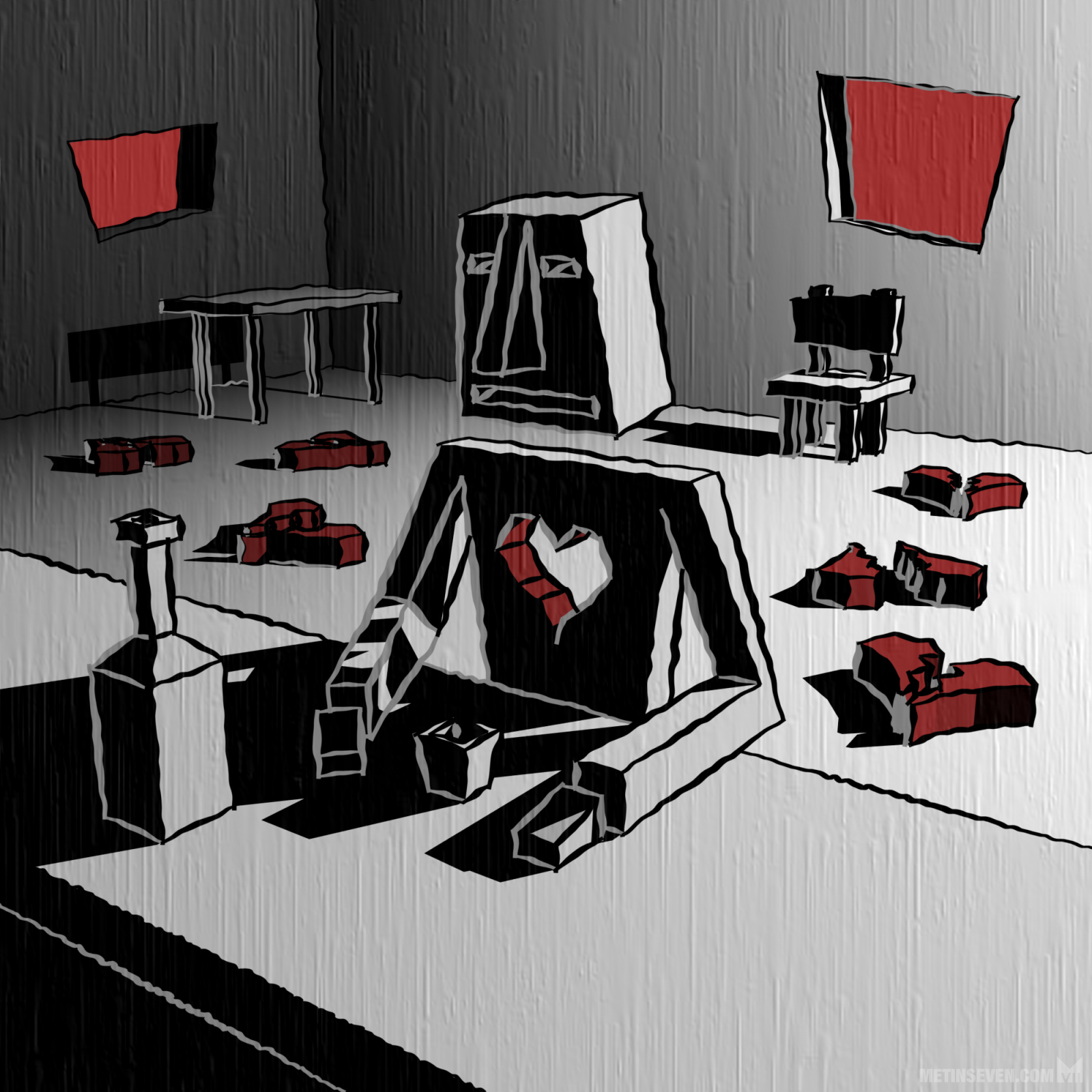 Ink line style 3D illustration • 3D-illustratie in een inktlijnstijl