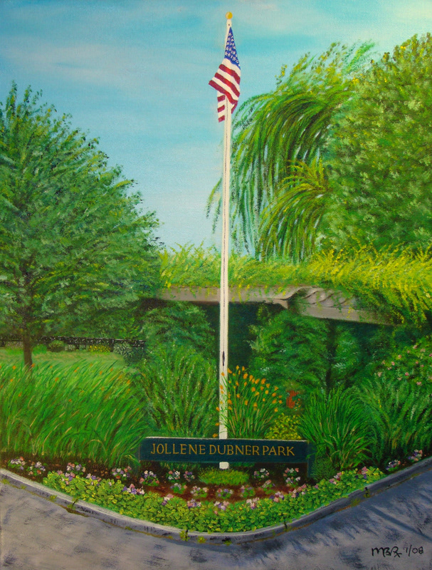 Dr. Mark Romanowsky, Concord River, Jollene Dubner Park Flag, Oil, 16" x 20", Price: $350