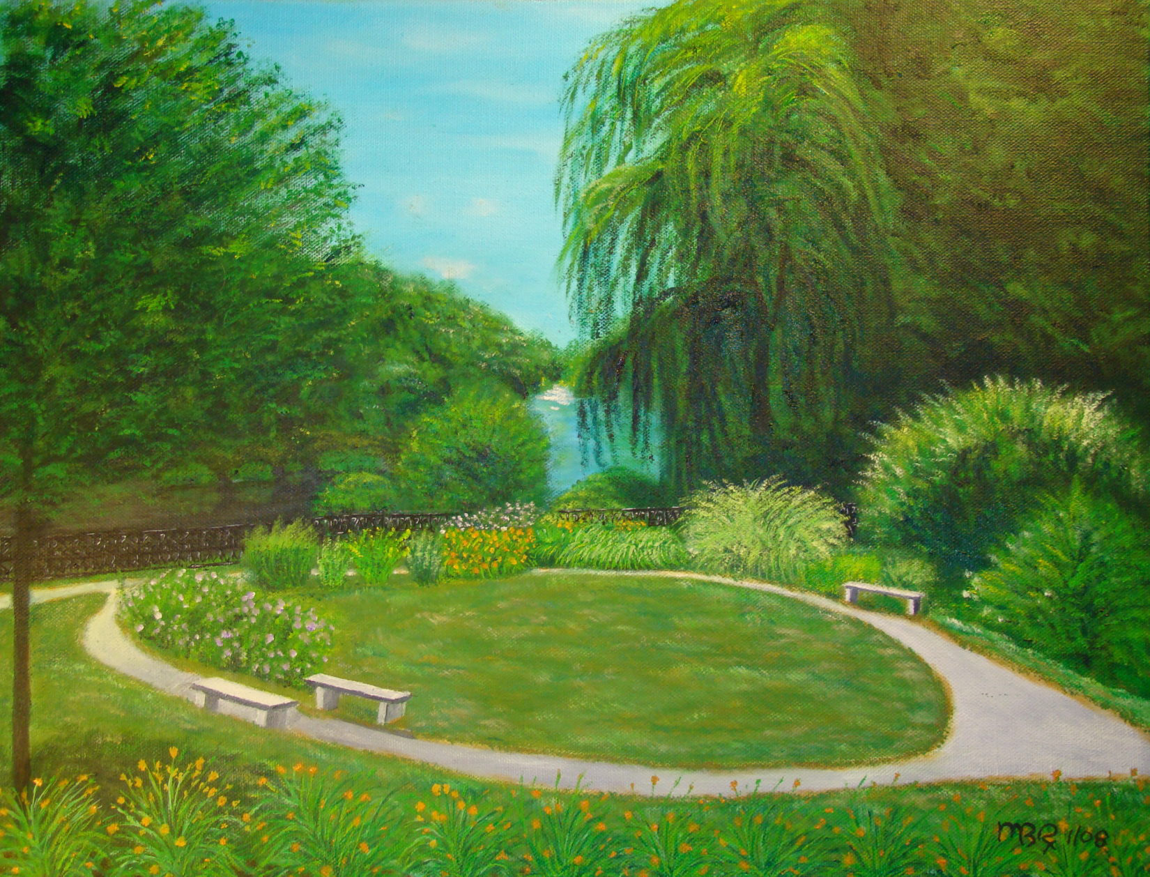 Dr. Mark Romanowsky, Concord River, Jollene Dubner Park, Oil, 16" x 20", Price: $350