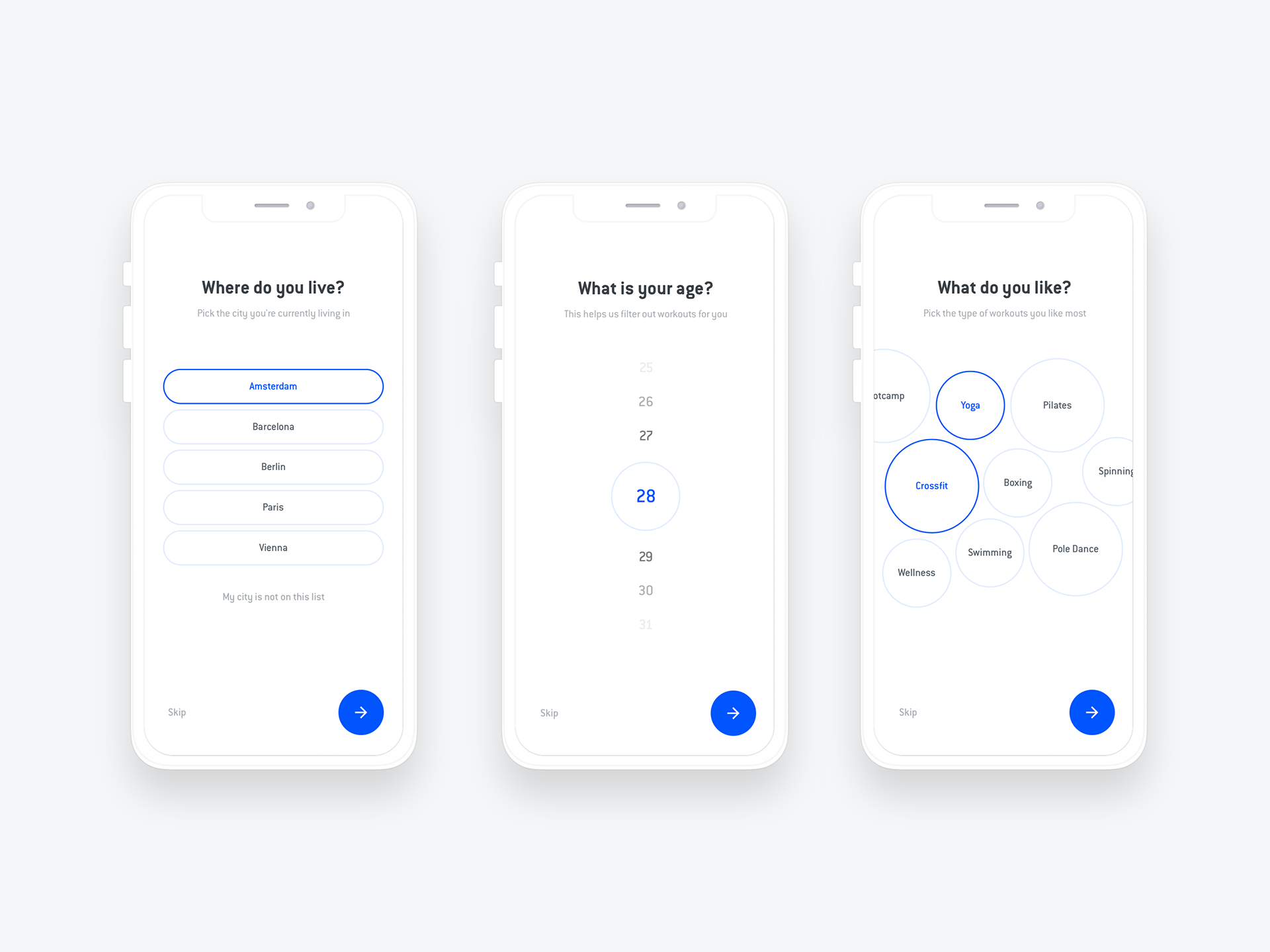 App Design - Onboarding Flow Sport/Fitness by Milan Houter