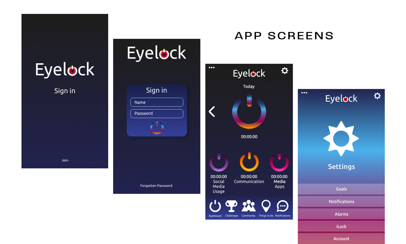 App wireframe screens including sign in page, dashboard and menu design. bolton