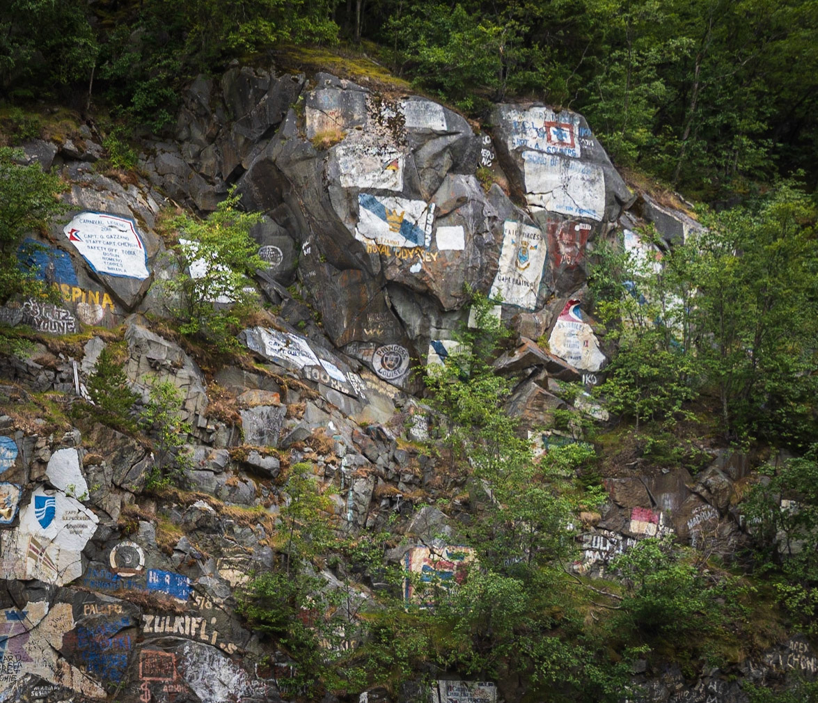 Skagway Dock wall of ships
