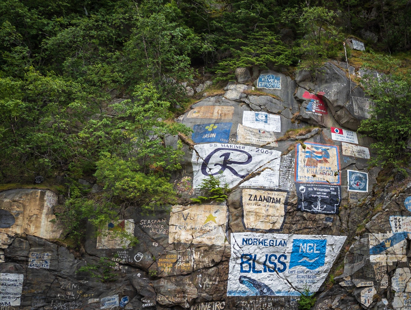Skagway Dock wall of ships