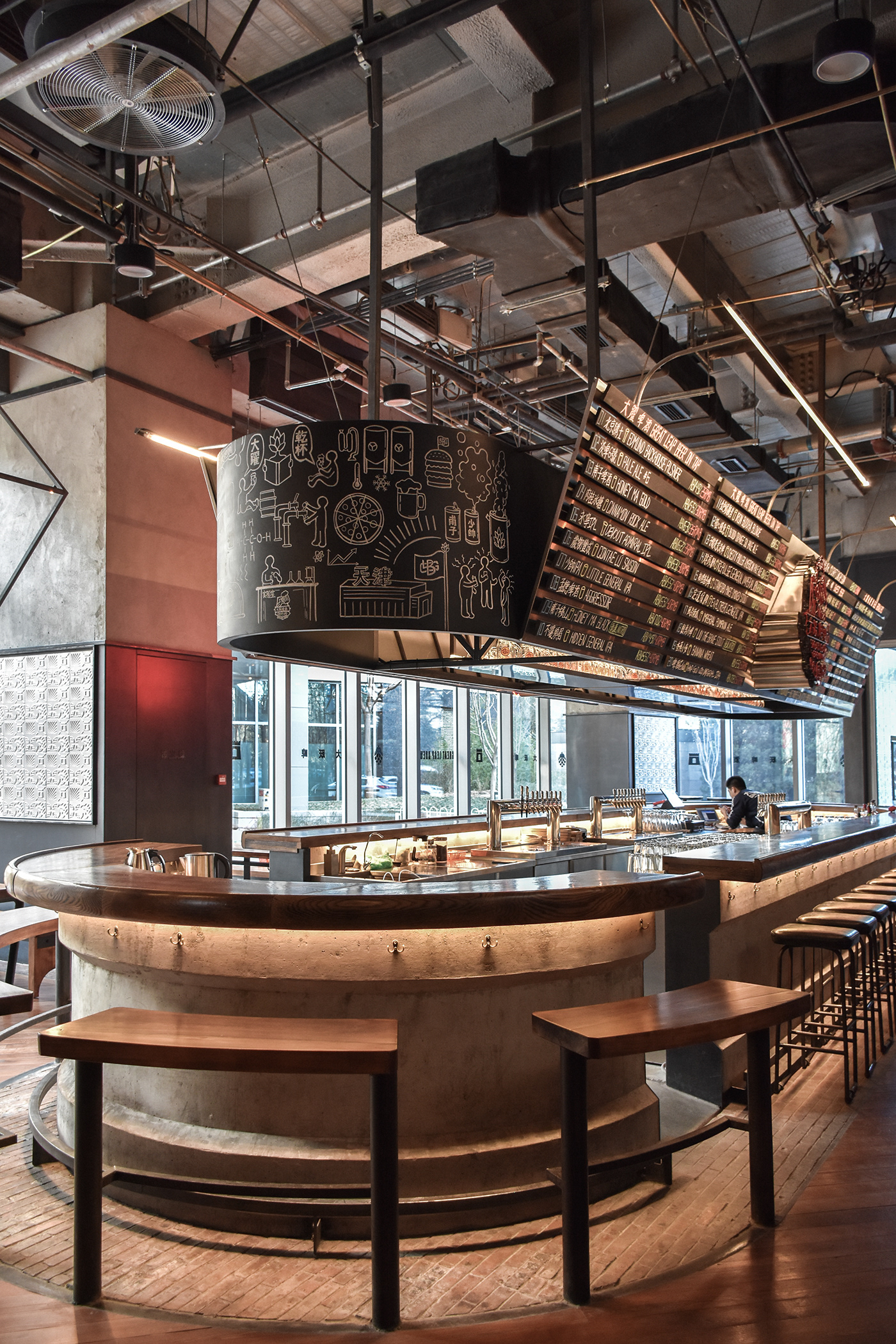 bar area, brewing, ramoprimo, interior design, stools, natural wood, ceiling,设计, 建筑, 酿造, 凳子, 长椅, 酒吧区,