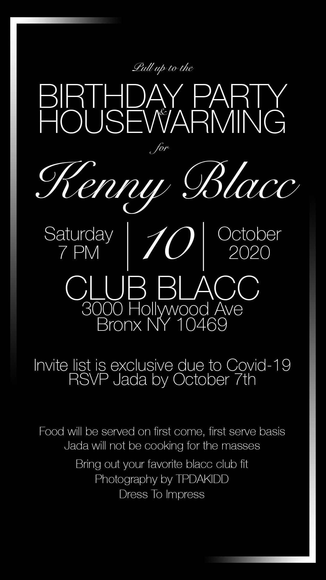 Black Tie birthday invitation