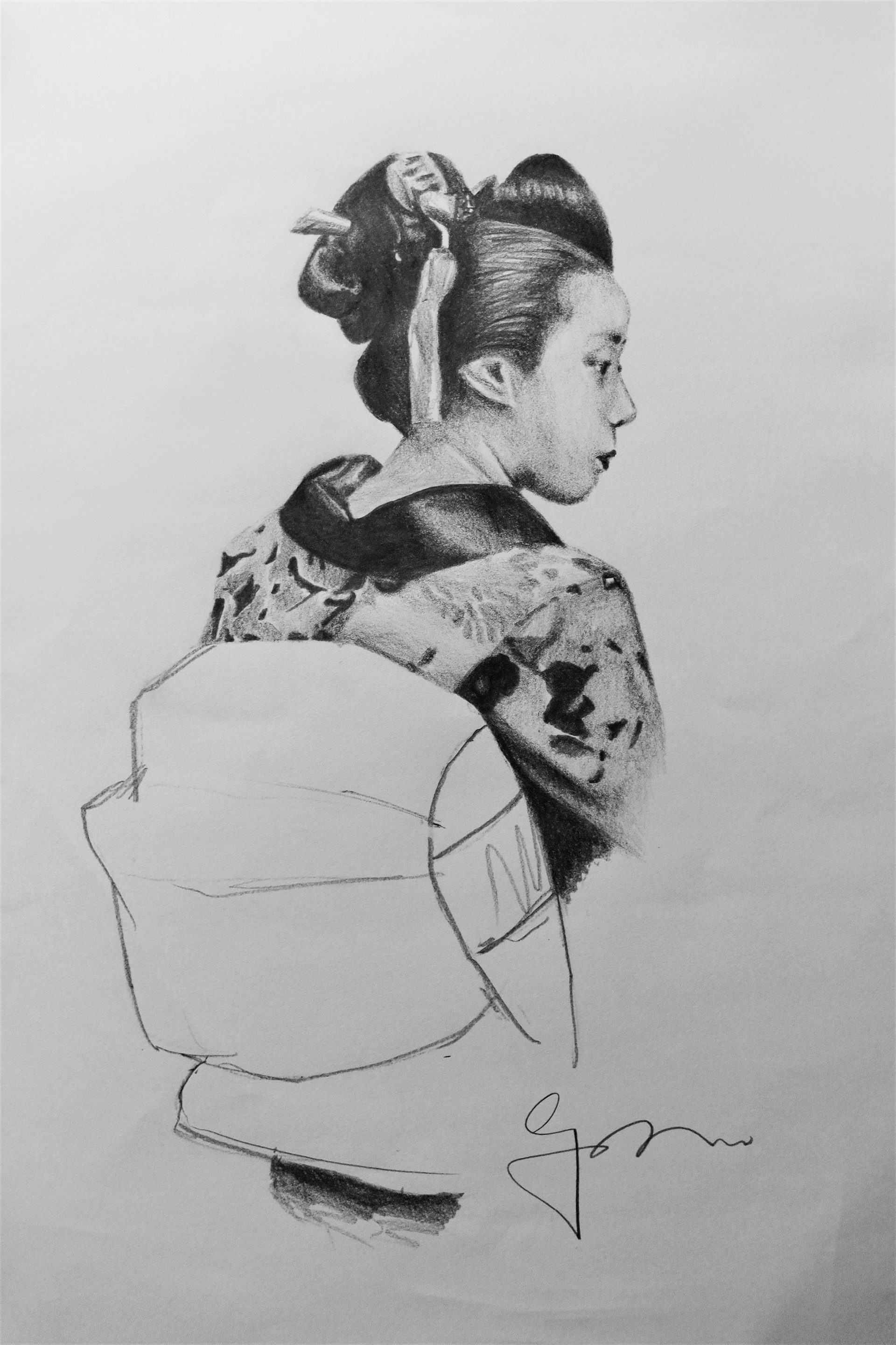 Maiko II - 2017, Graphite on paper 35x24cm