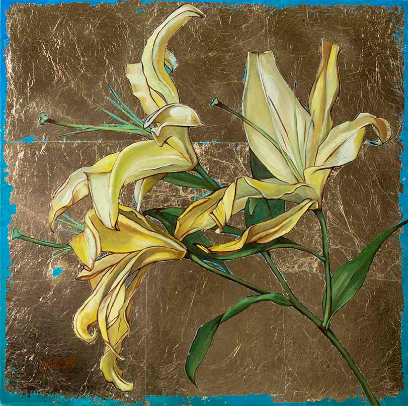 "Beautiful Sunshine" / Oil and Gold Leaf on Board / 16" x 16" / CAD 850$