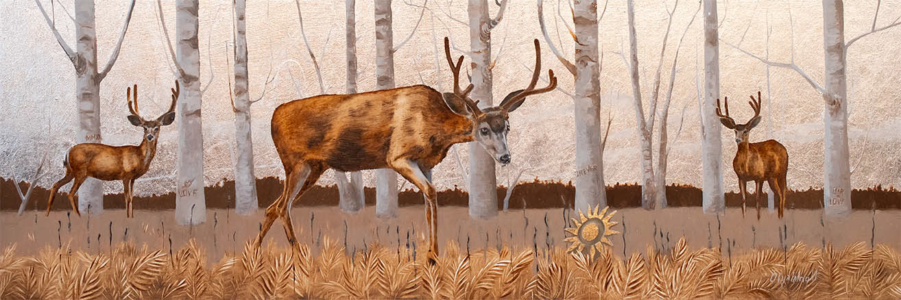 "Where the Sun Rests" / Oil and Silver Leaf on Board / 12" x 36" / Available at Empty Wall Gallery