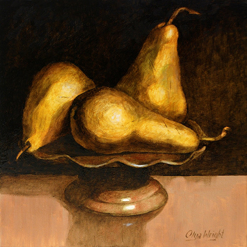 "Golden Pears" / Oil on Canvas / 10" x 10" / CAD 255 $ / Unframed