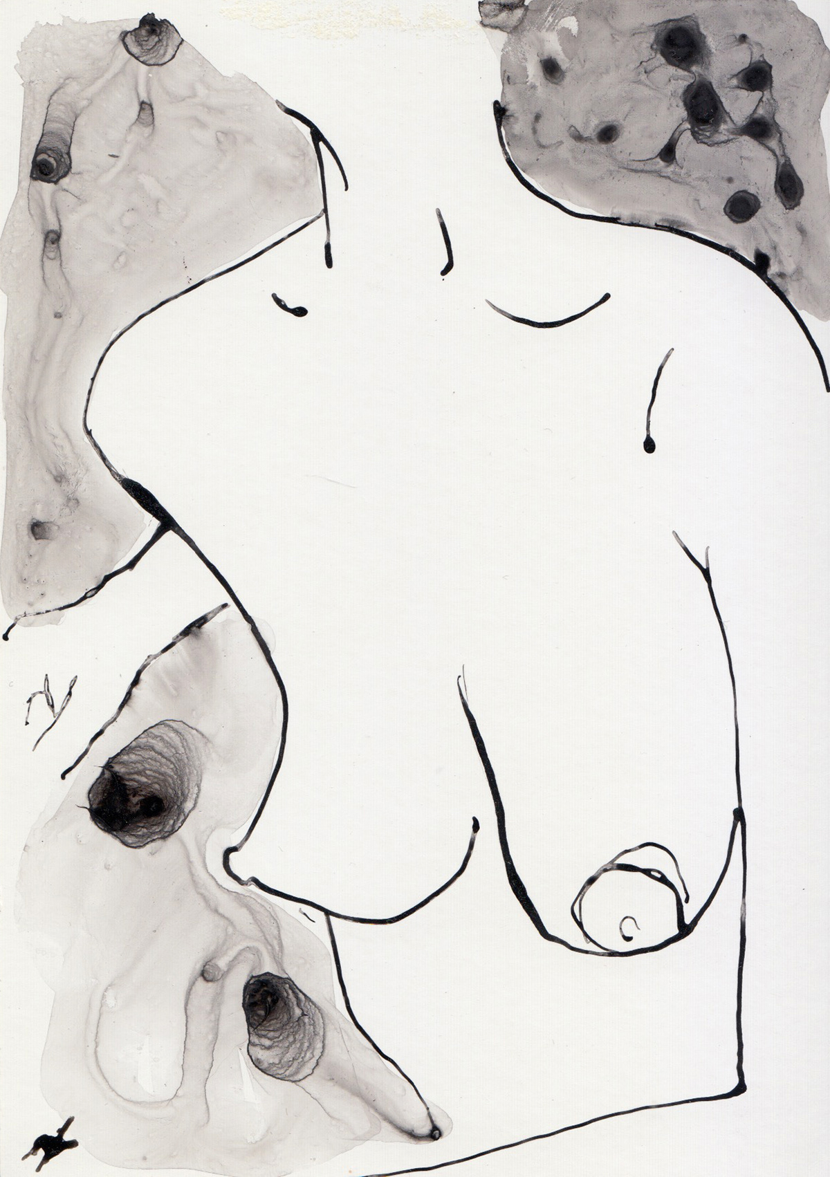 Nude 2 - ink on postcard, A6, £10