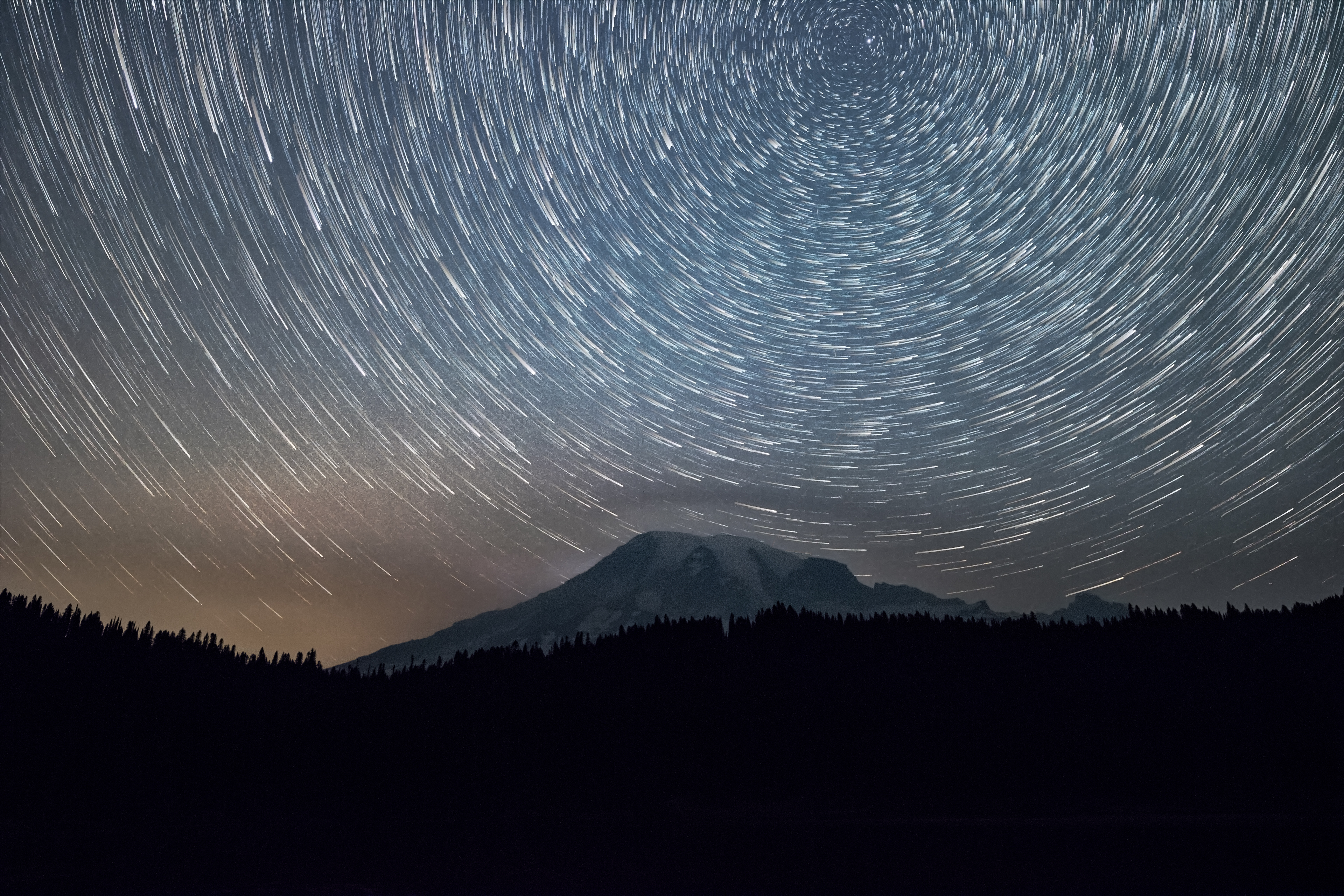 Star Trails Over Mount Rainier