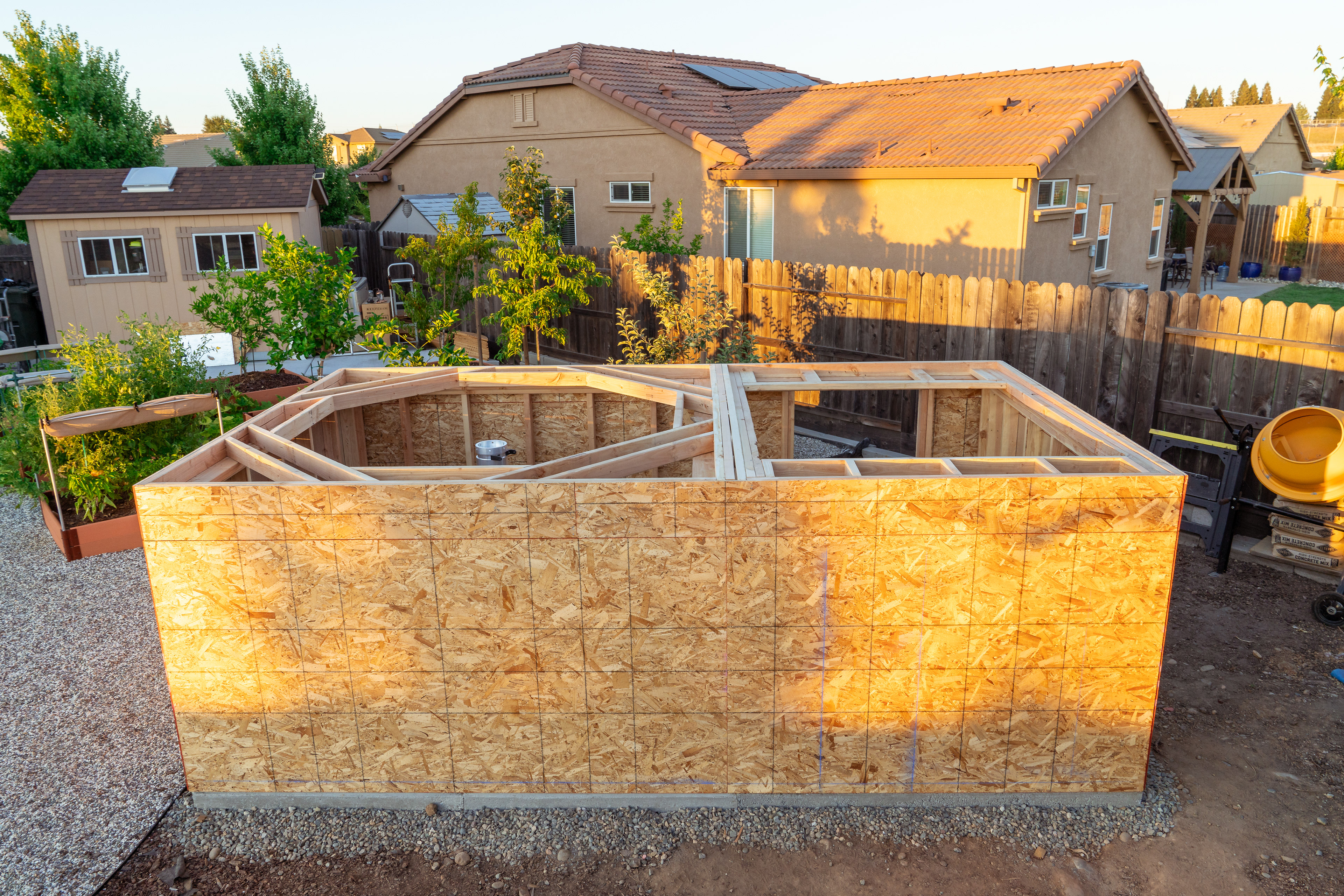 Wall and roof framing is done