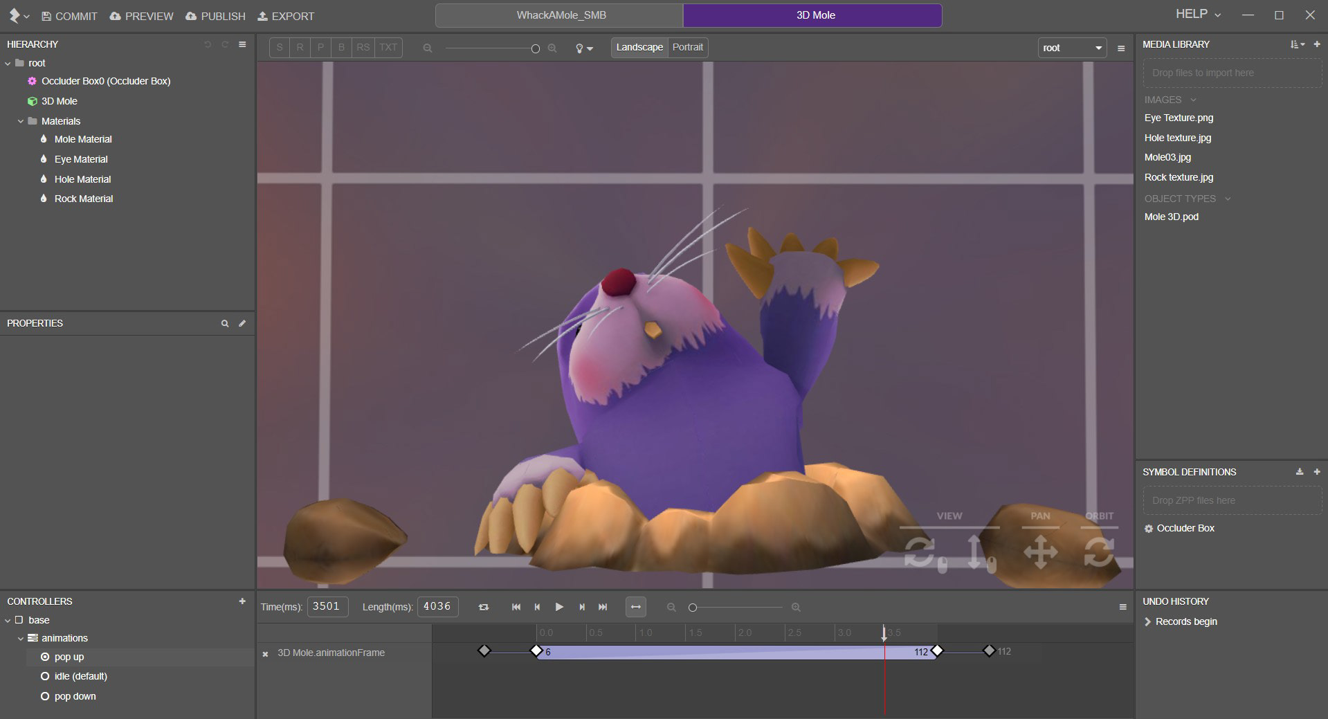 Screenshot 03 of project within Zapworks Engine (Import of 3D Mole).