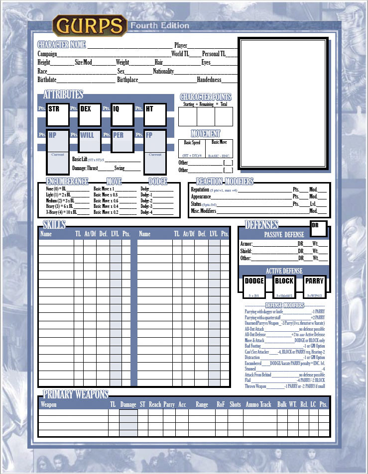 Talon Dunning Character Sheet Archive