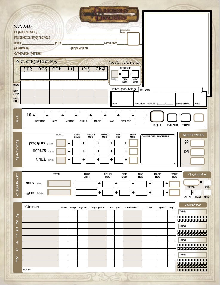 Mass Effect D20 Form Fillable Character Sheet - Printable Forms Free Online