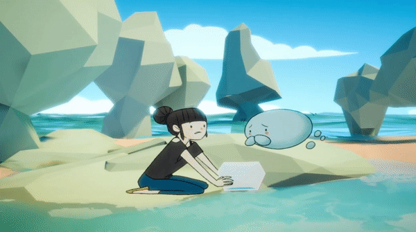 Spits out a fish...they laugh