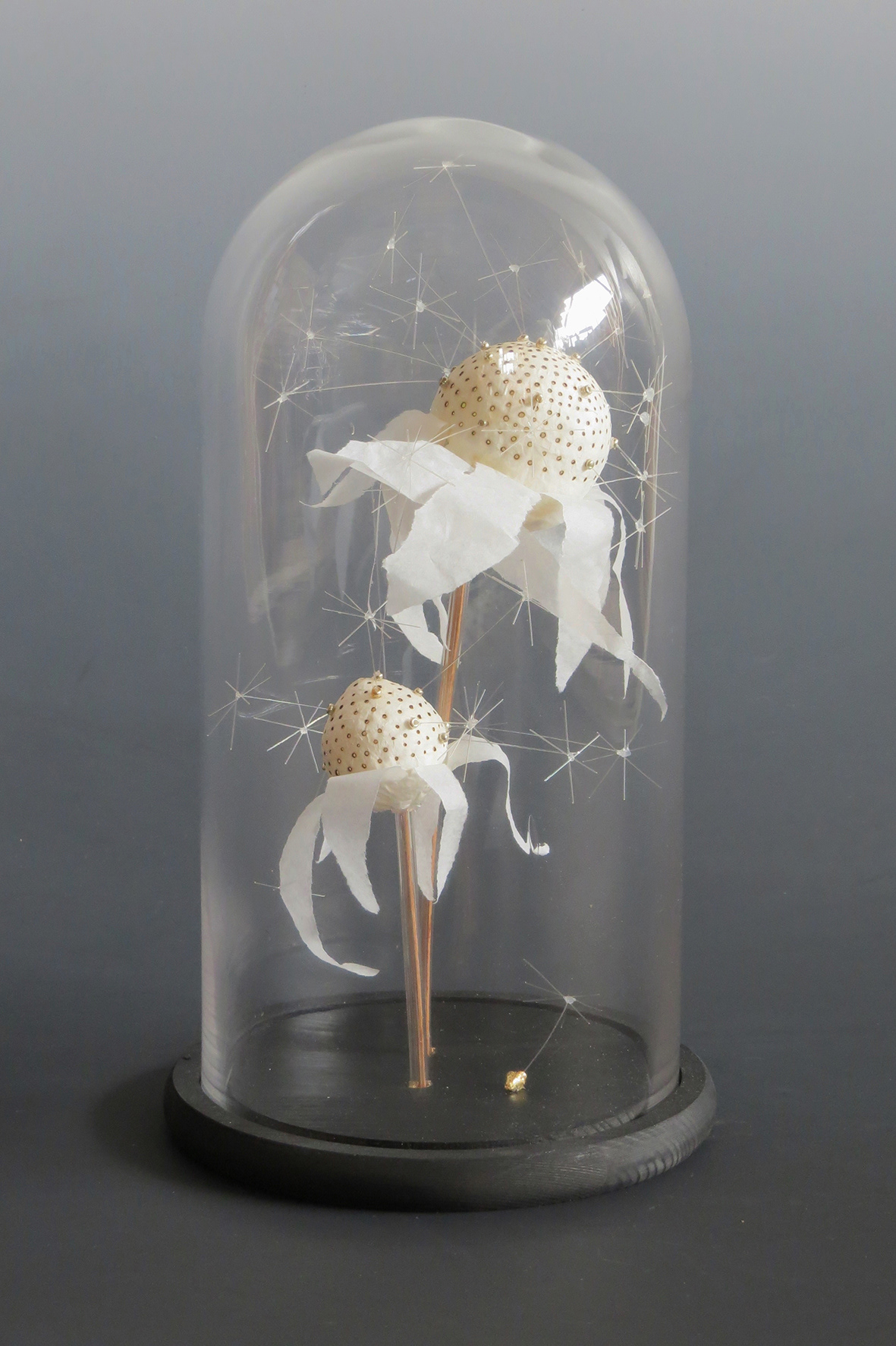 Sculpture en papier sous globe Fleurs de mémoire PISSENLIT 240€