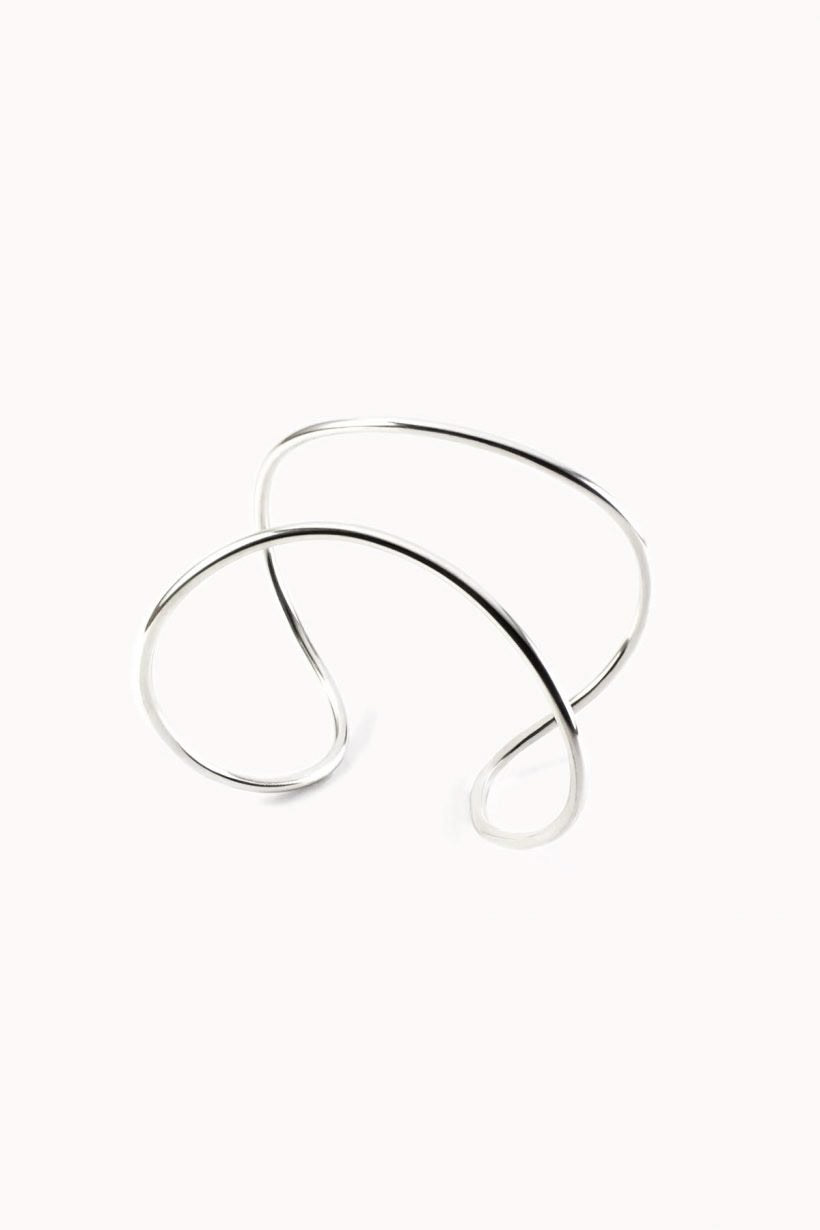 Bracelet manchette 4D minimaliste - Argent massif 925 - Effet poli miroir - Epaisseur 2,5mm - Poids: 17.5gr - 140€